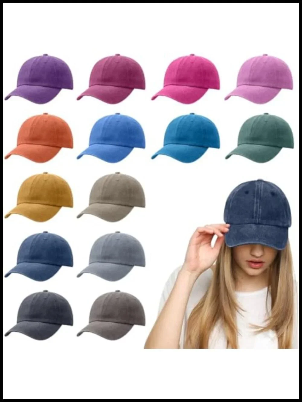 14 Pack Vintage Washed Baseball Caps Adjustable Buckle Closure